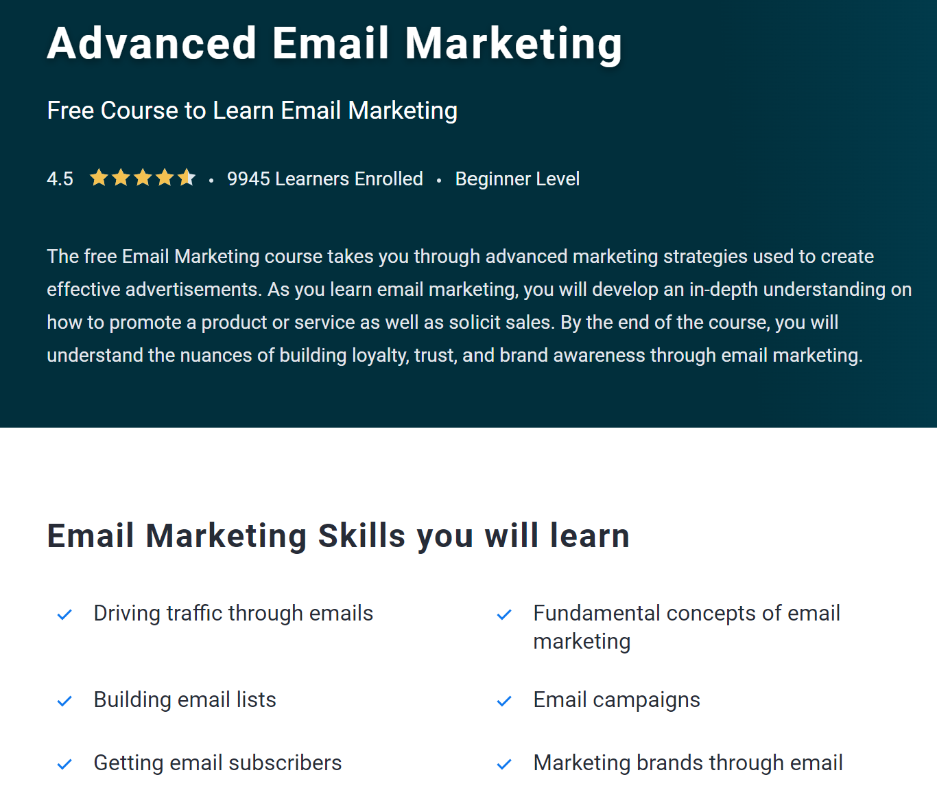 Advanced email marketing - one of the best free email marketing courses