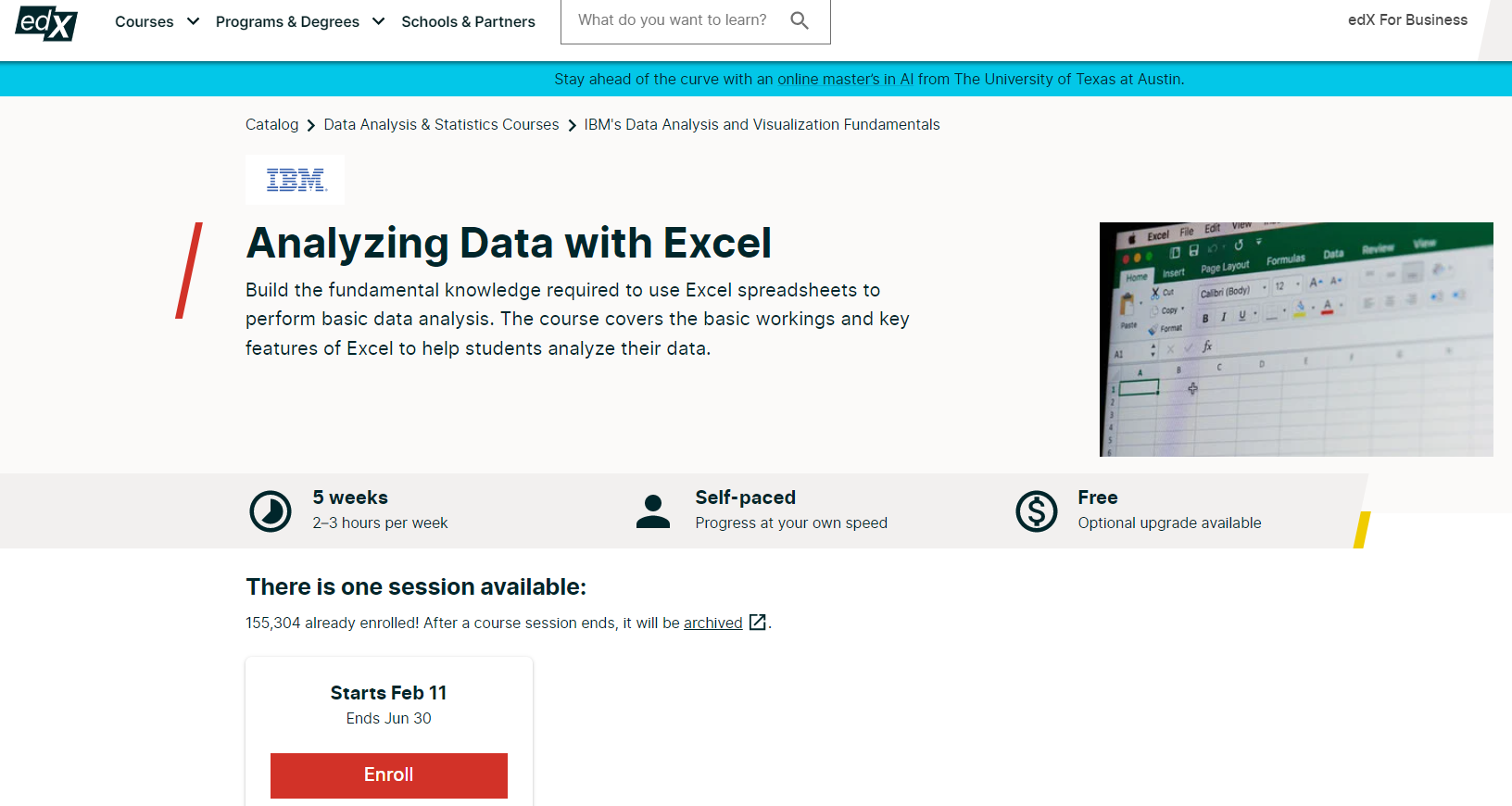 Analyzing Data with Excel (edX)