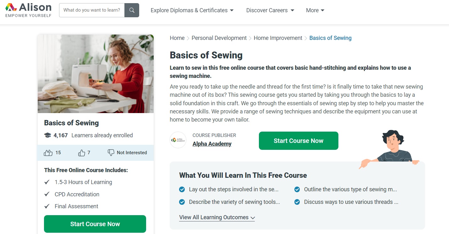 Basics Of Sewing On Alison Learning