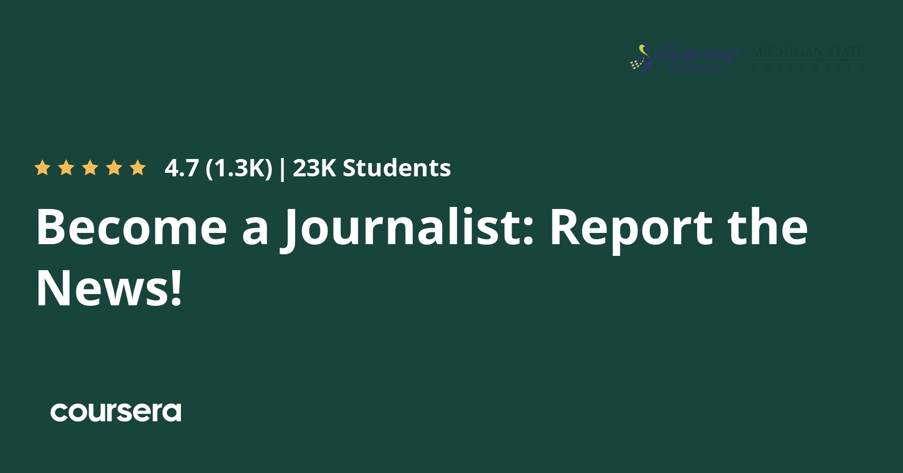 Become a Journalist Report the News! Specialization