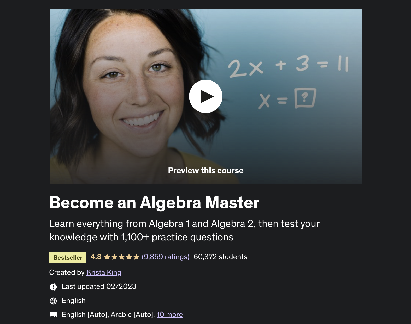 Become an Algebra Master- Udemy