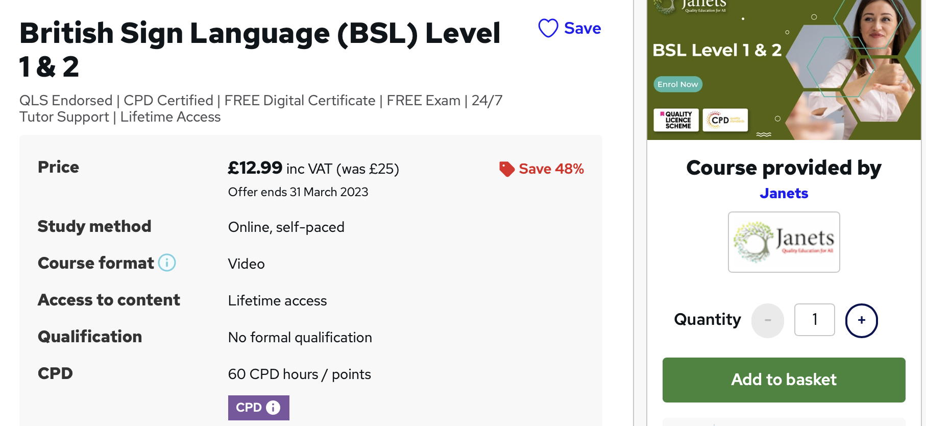 British Sign Language (BSL) Level 1 & 2