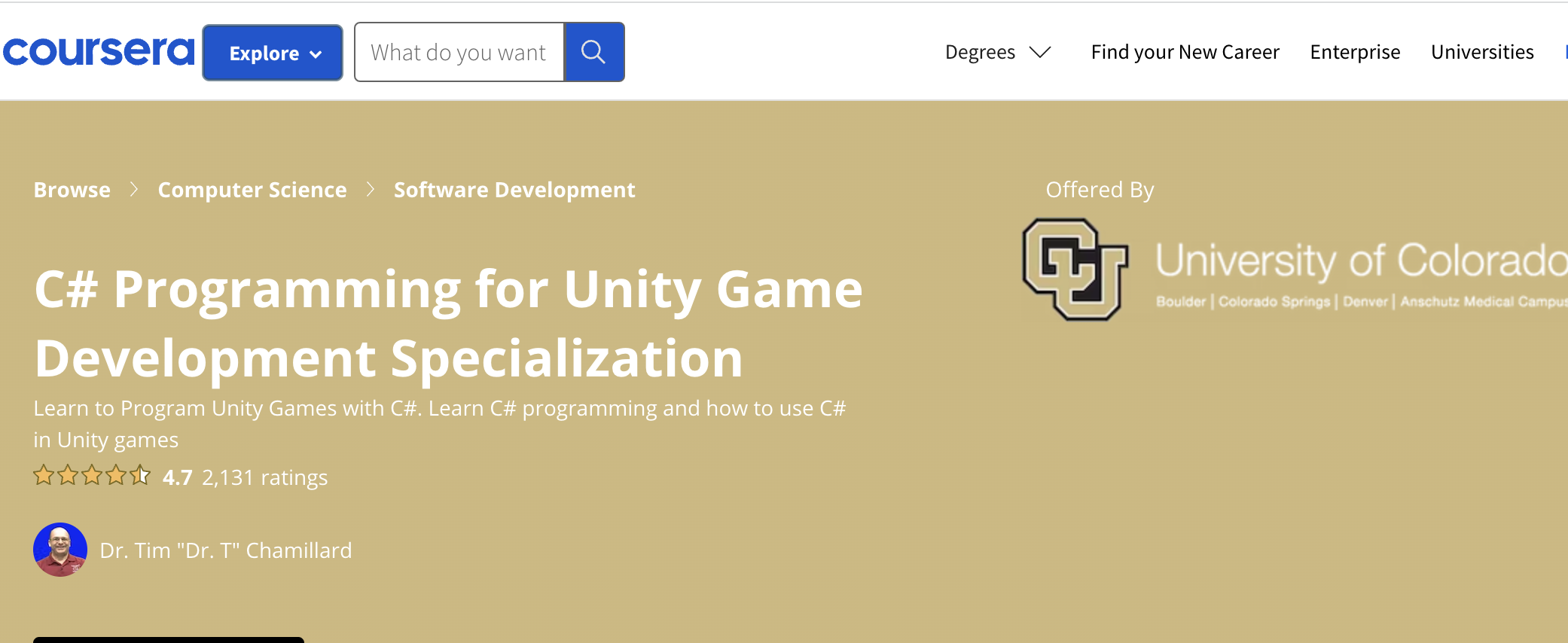 C# Programming for Unity Game Development Specialization