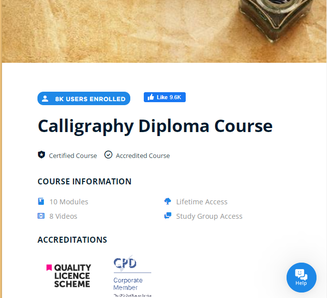Calligraphy Diploma Course on Centre of Excellence