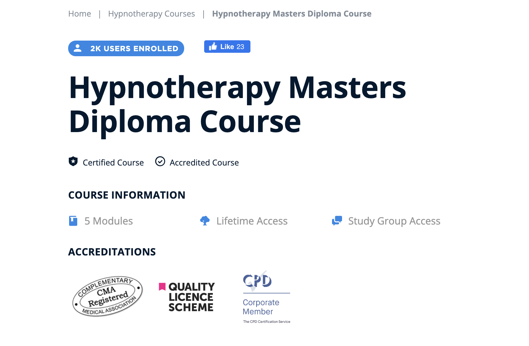 Centre of Excellence Hypnotherapy Masters Diploma Course