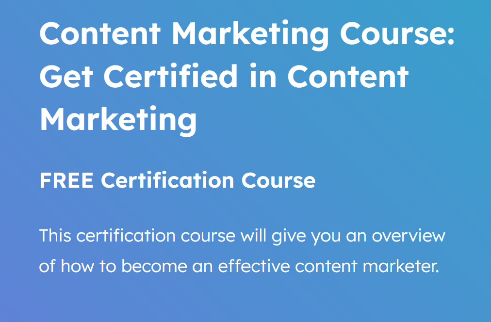 Certified Content Marketing Course