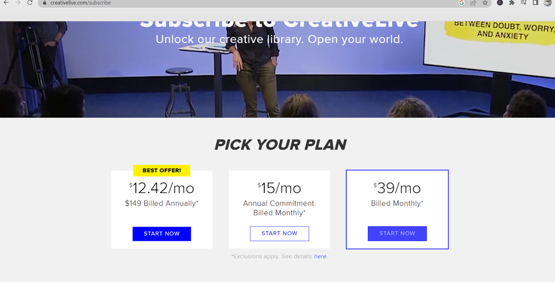 CreativeLive Pricing Details