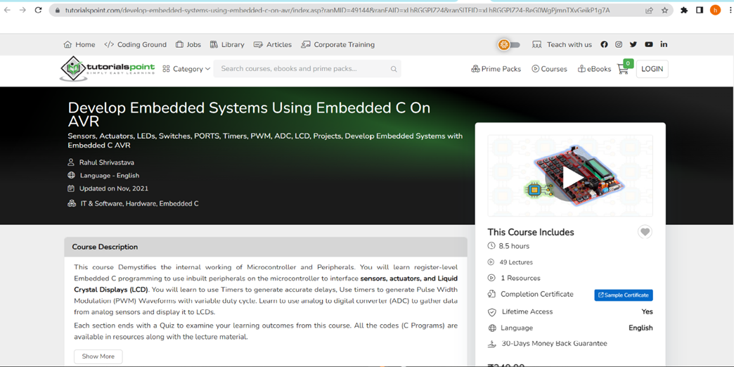 Develop Embedded Systems Using Embedded C On AVR