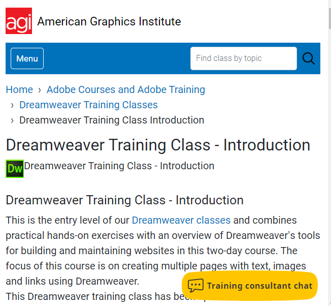 Dreamweaver Training Classes - Introduction