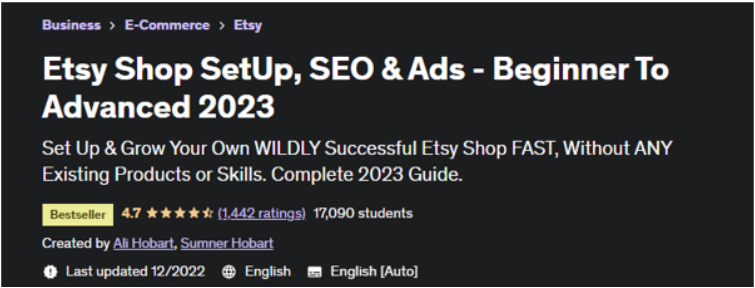 Etsy Shop setup, SEO & Ads – Beginner To Advanced 2023 