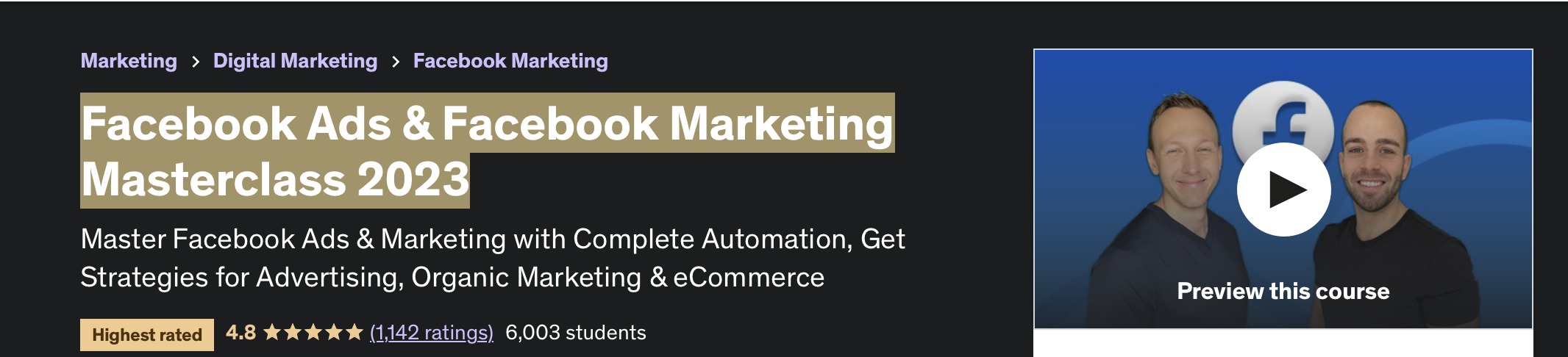 Facebook Ads & Facebook Marketing Masterclass 2023