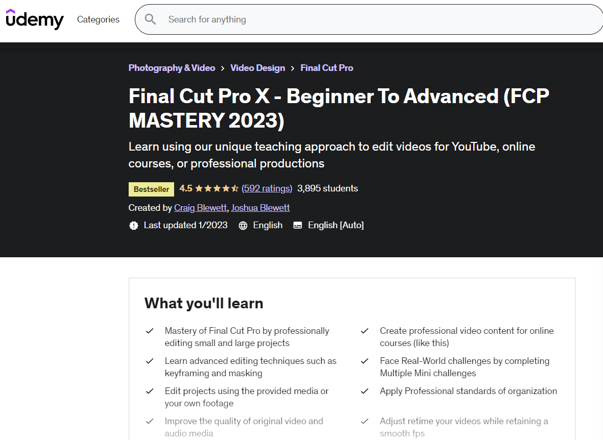 free final cut pro classes