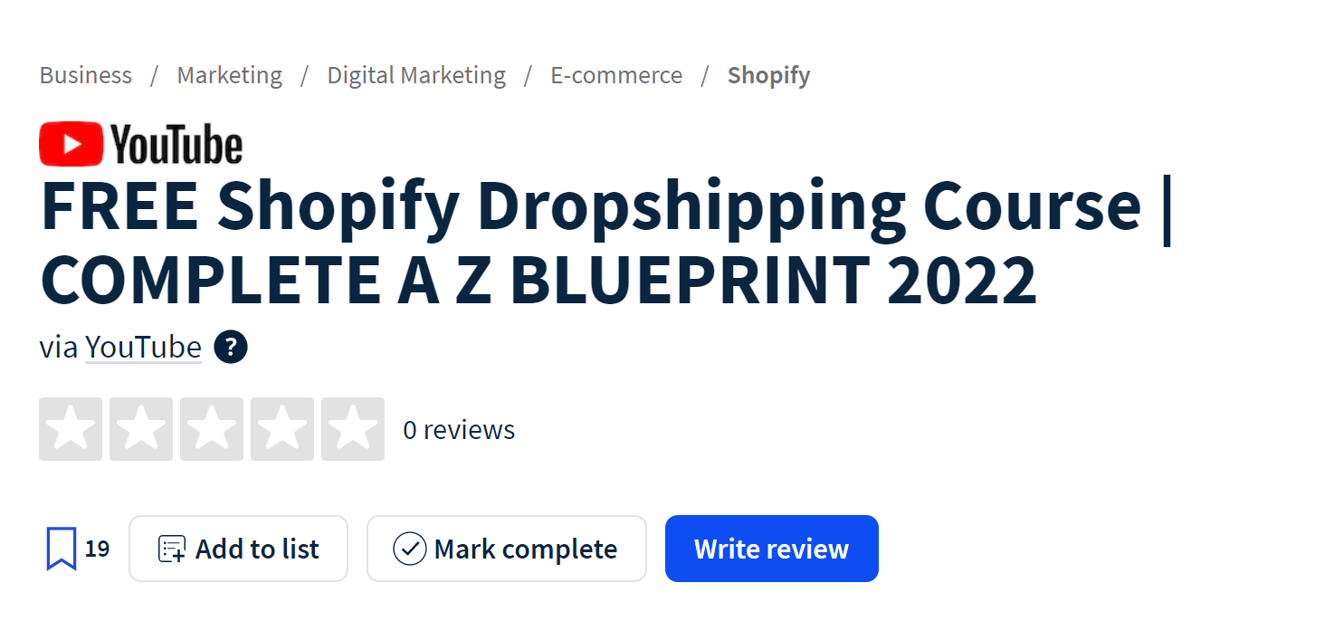 Free Shopify Dropshipping Course