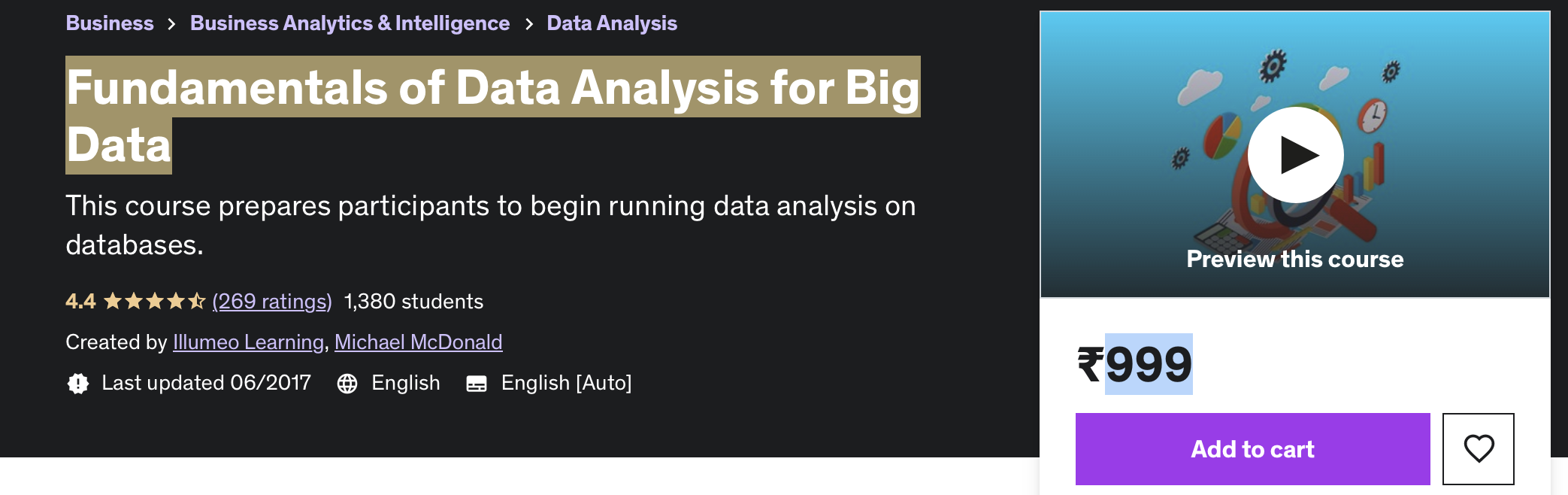 Fundamentals of Data Analysis for Big Data