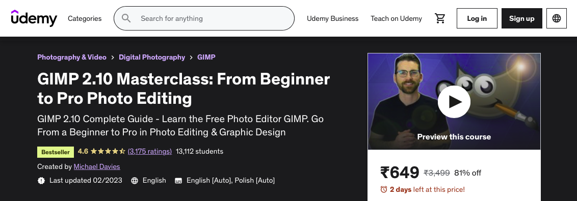 GIMP 2.10 Masterclass From Beginner to Pro Photo Editing
