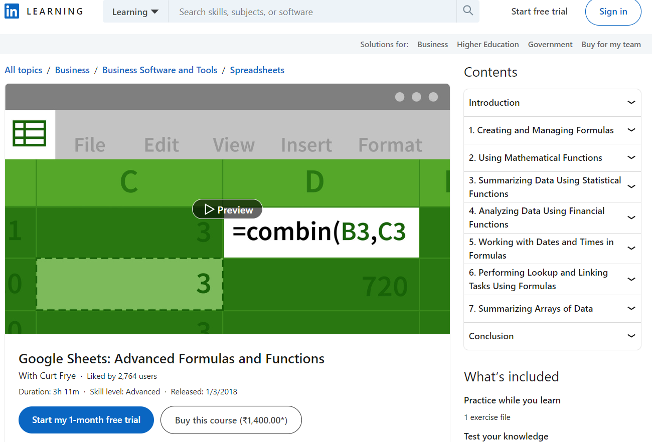 Google Sheets Advanced Formulas and Functions