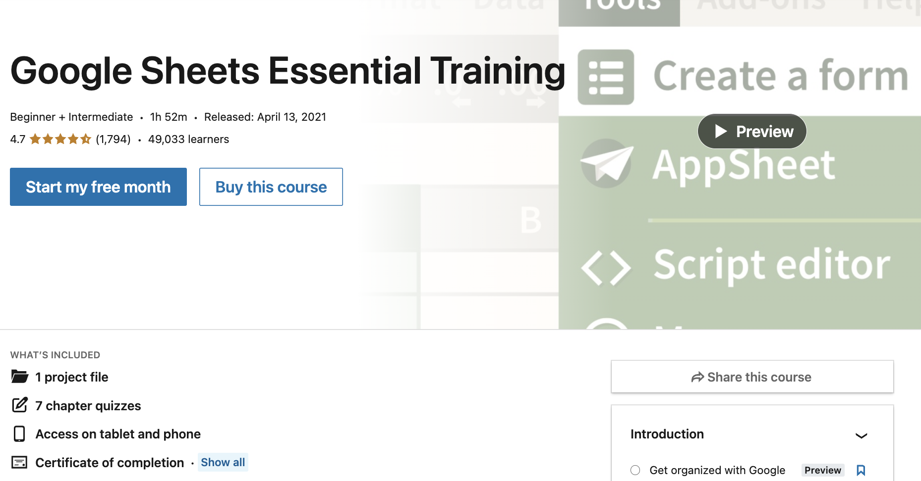 Google Sheets Essential Training