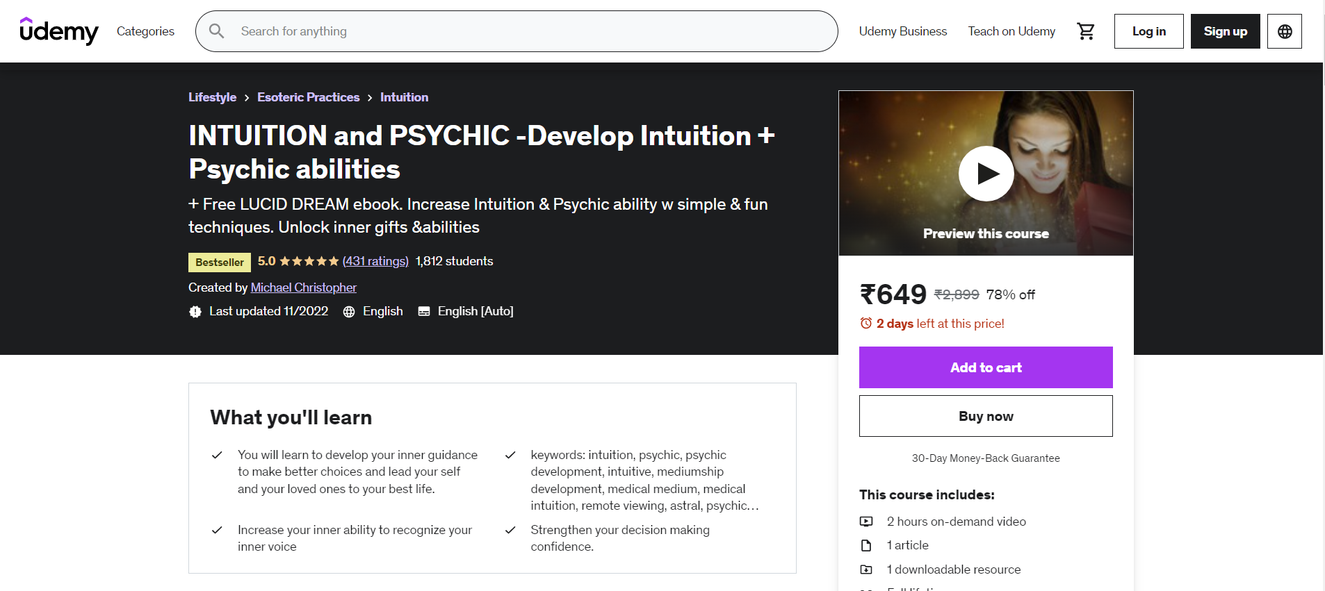 INTUITION and PSYCHIC- Develop intuition + Psychic abilities