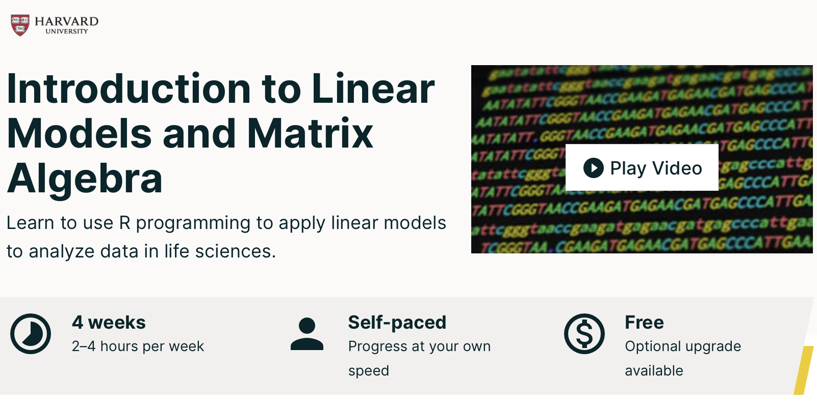 Introduction To Linear Models And Matrix Algebra - edX