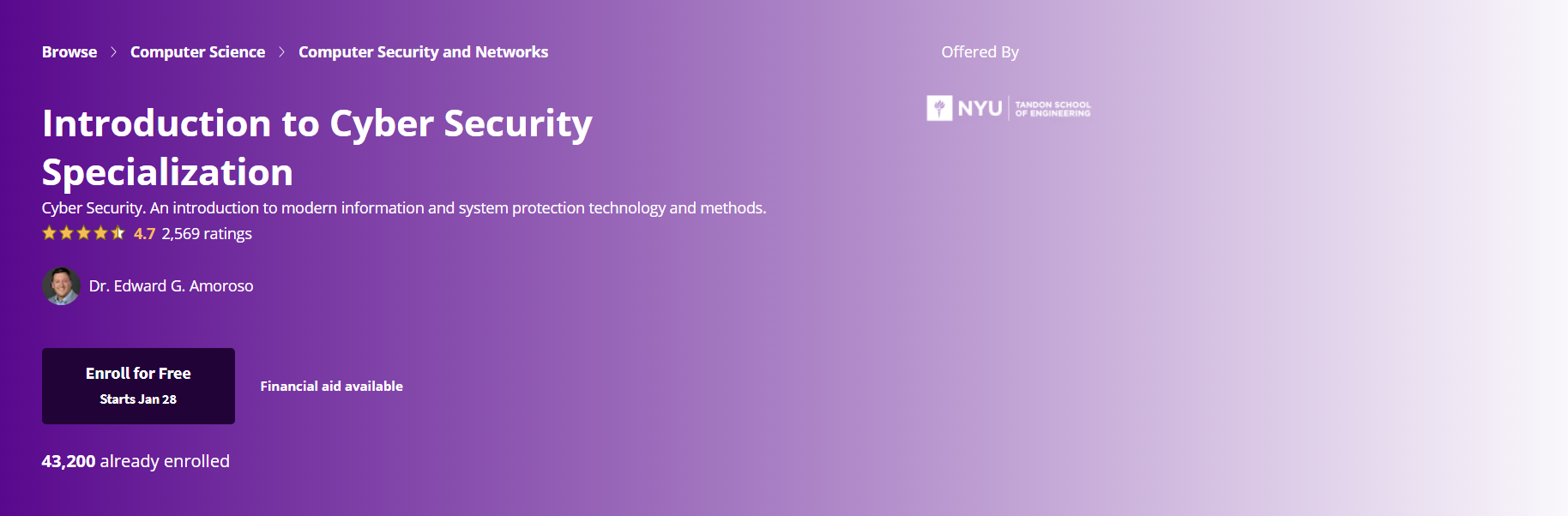Introduction to Cyber Security Specialization from NYU (Coursera)