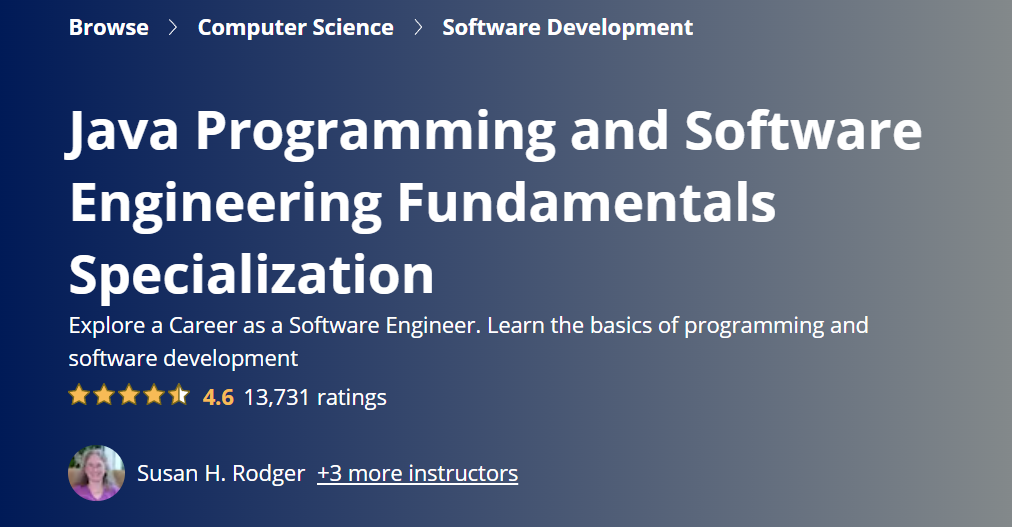 Java Programming and Software Engineering Fundamentals Specialization