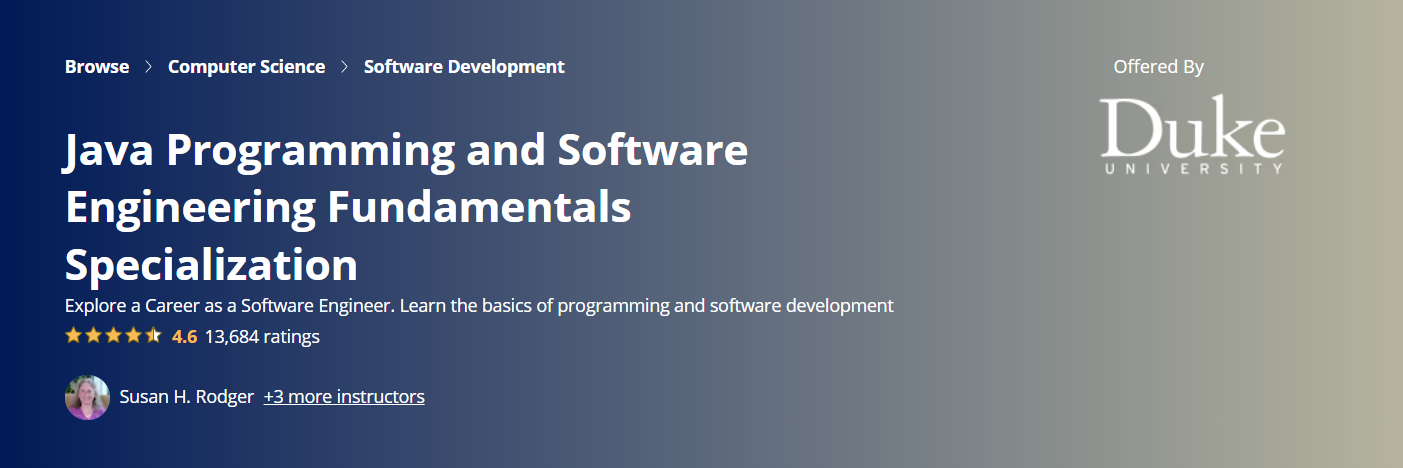 Java Programming and Software Engineering Fundamentals Specialization