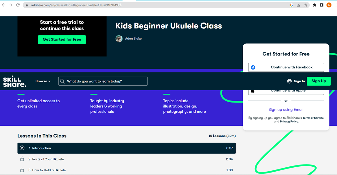 Kids Beginner Ukulele Class