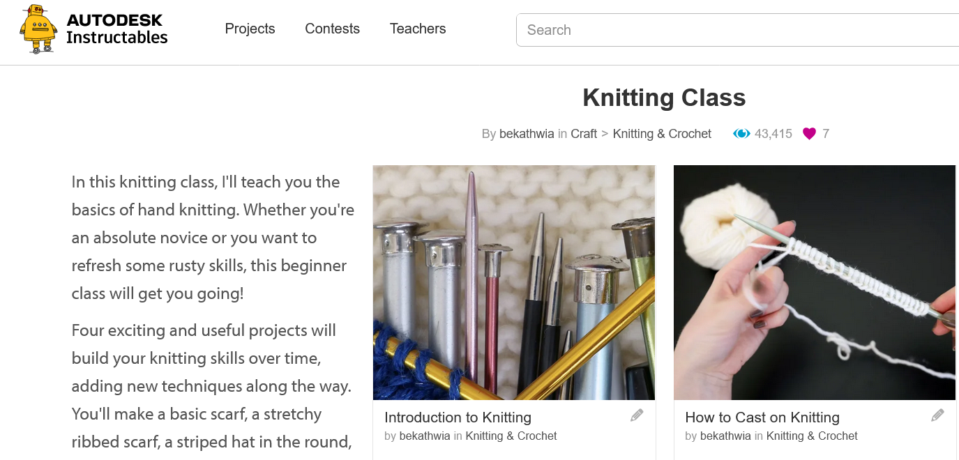 Knitting Class Instructables