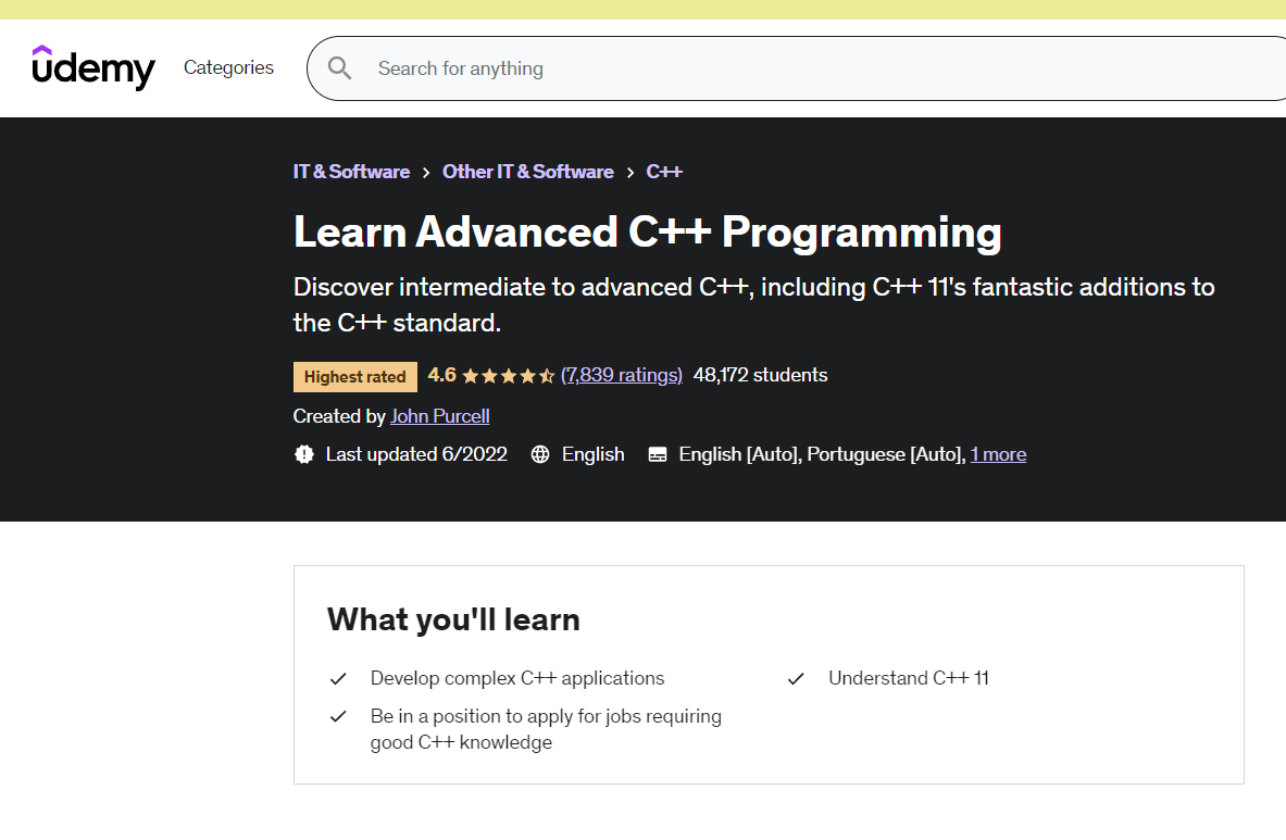 Learn Advanced C++ Programming