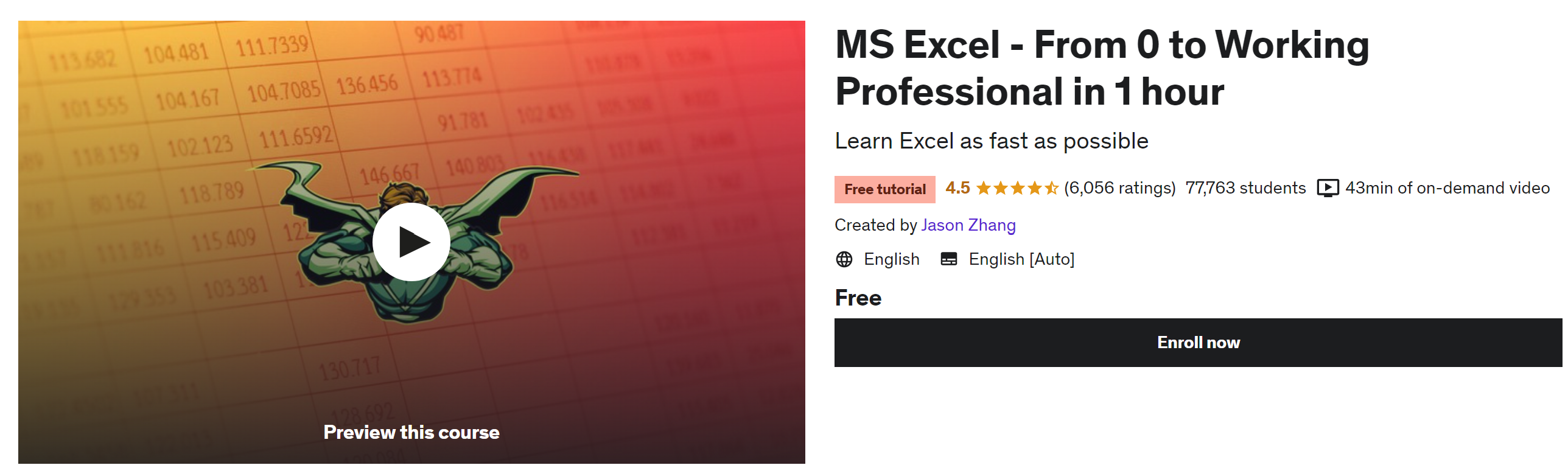 MS Excel - From 0 to Working Professional in 1 hour