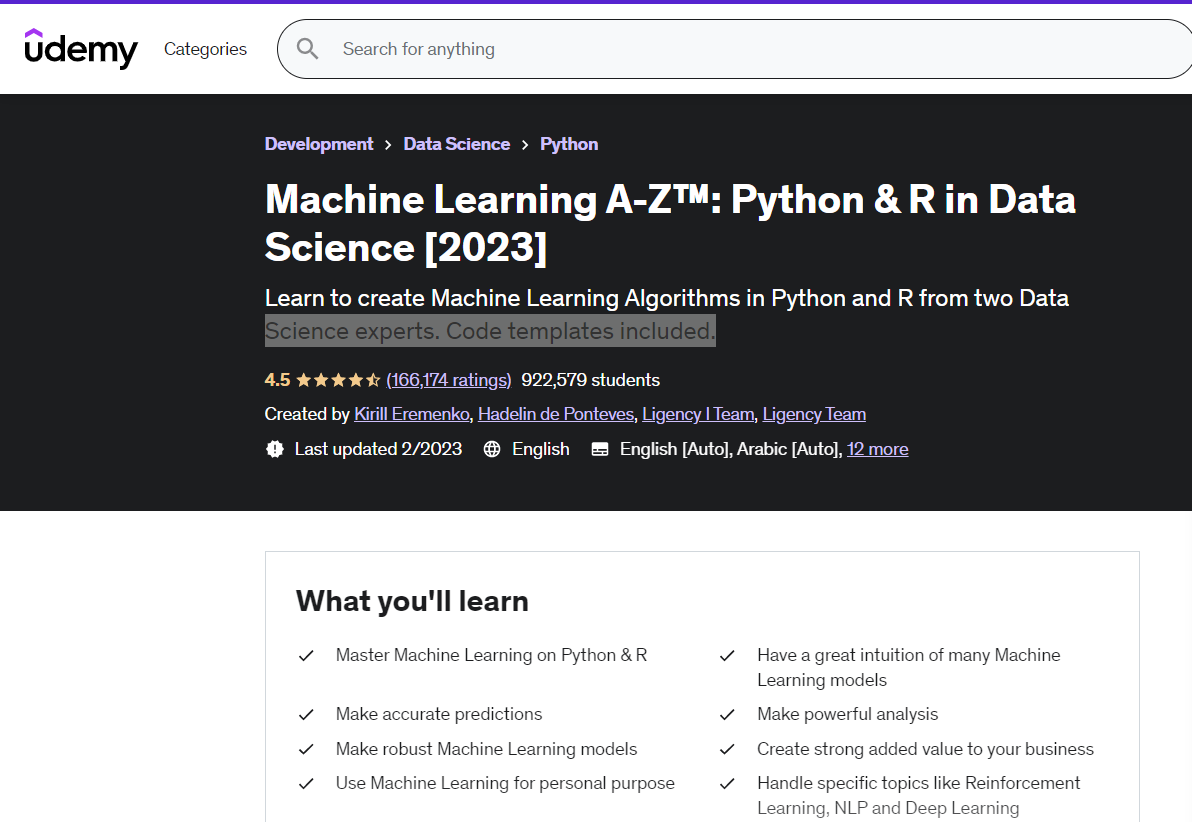 Machine Learning A-Z