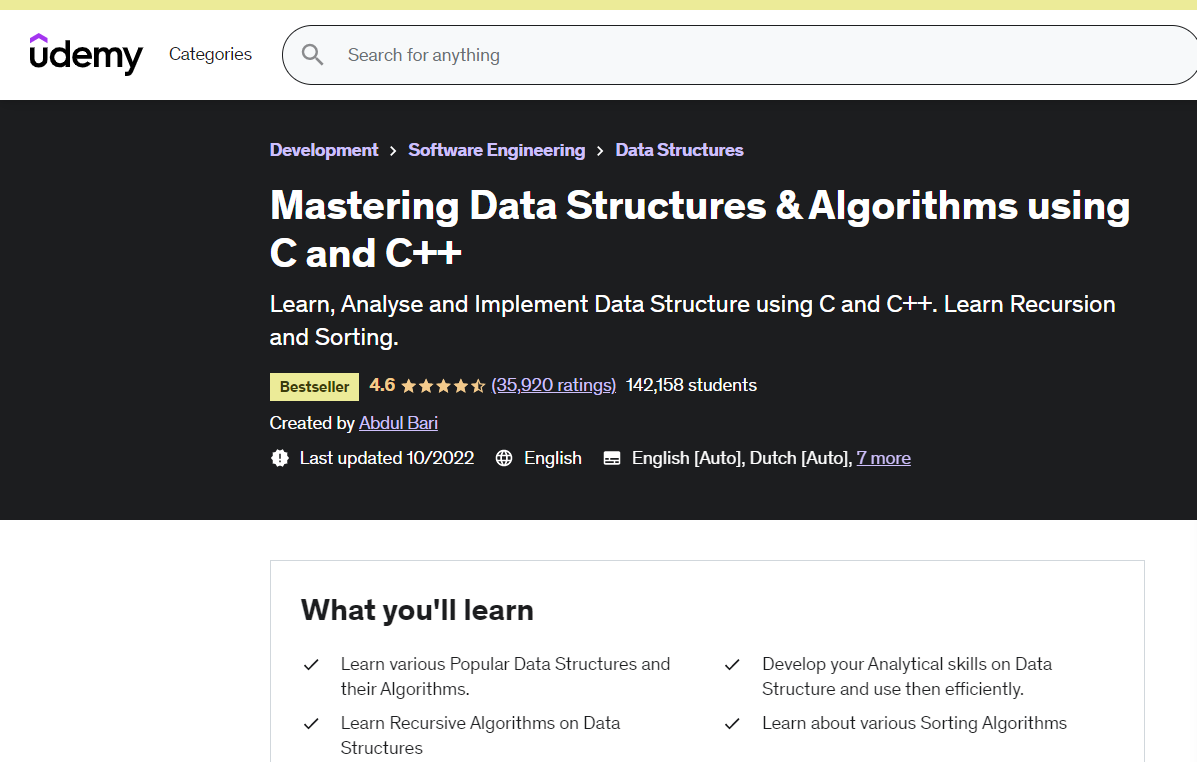 Mastering Data Structures & Algorithms Using C++
