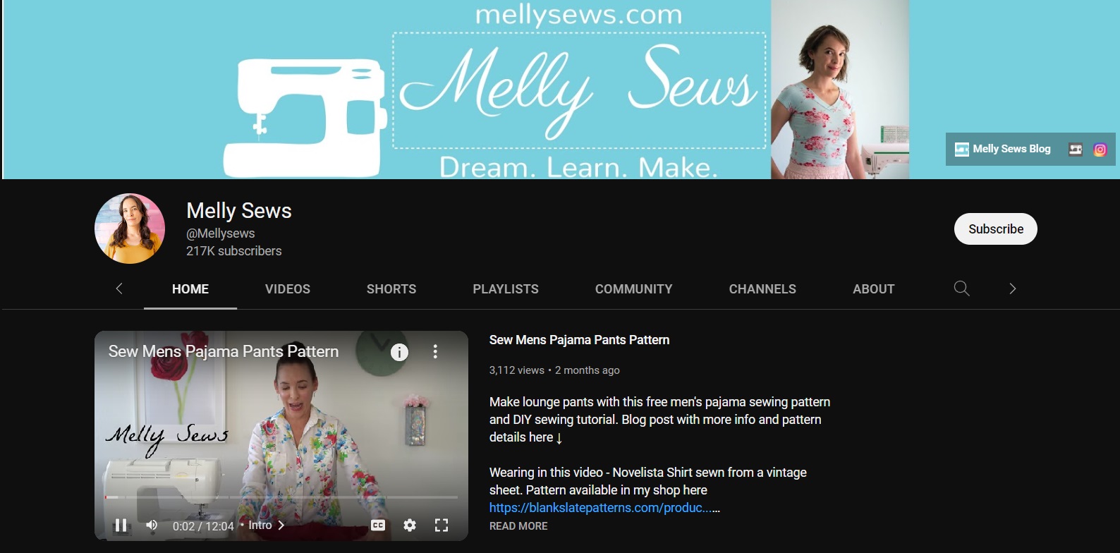Melly Sews YouTube Channel 