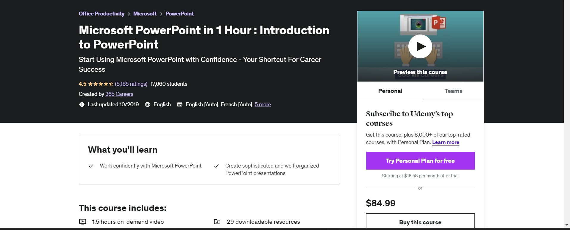 Microsoft PowerPoint In 1 Hour