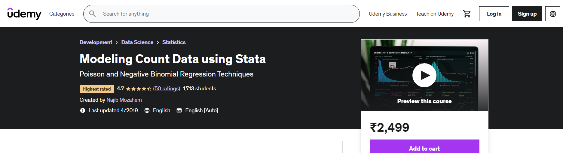 Modeling Count Data using Stata