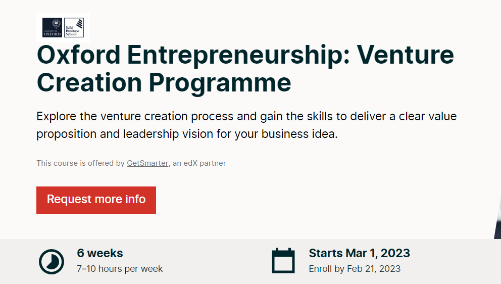 Oxford Entrepreneurship Venture Creation Programme