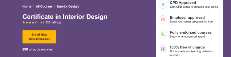 Top 15 Online Interior Design Courses With Certificate The Fordham Ram   Oxford Home Study Centre Certificate In Interior Design 750x185 