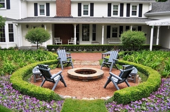 Patio with Hedges