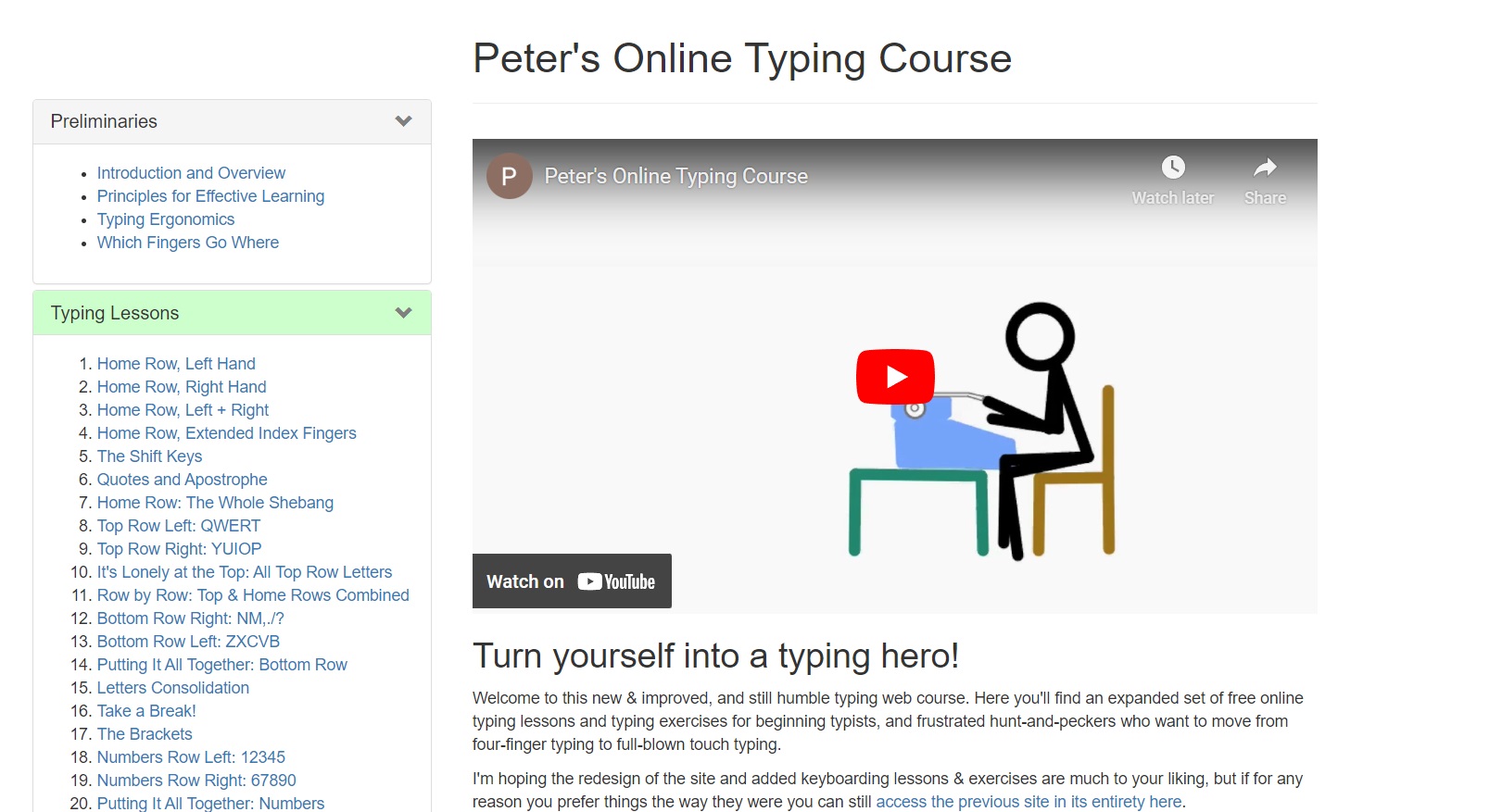 Peter's Online Typing Course By Typing-Lessons