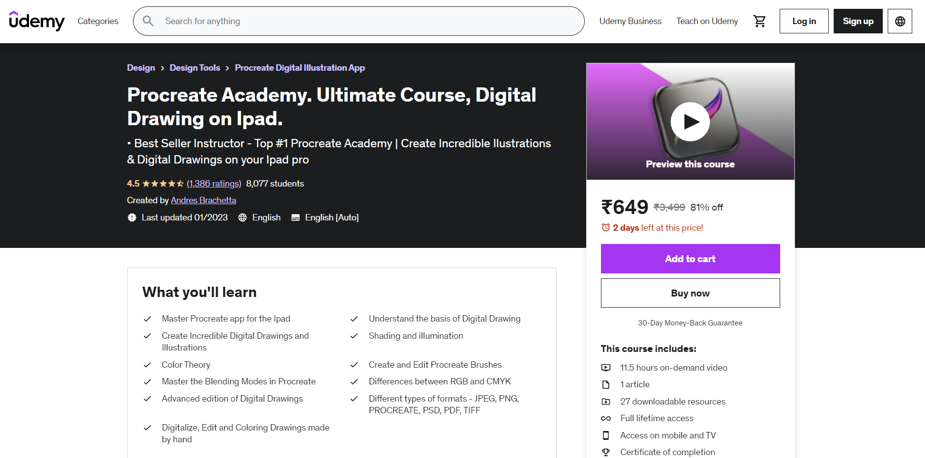 Procreate Academy Ultimate Course, Digital Drawing on iPad