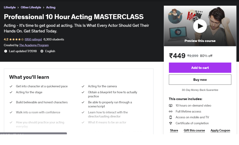 Professional 10-Hour Acting MASTERCLASS