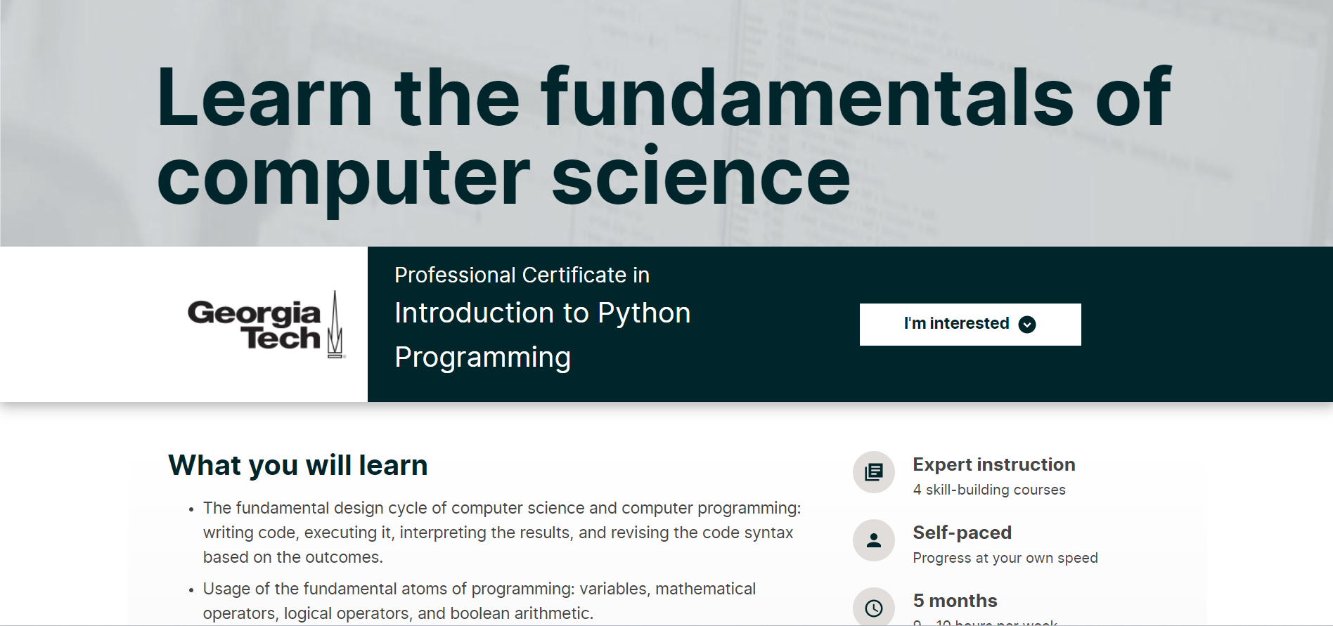 Professional Certificate in Introduction to Python Programming