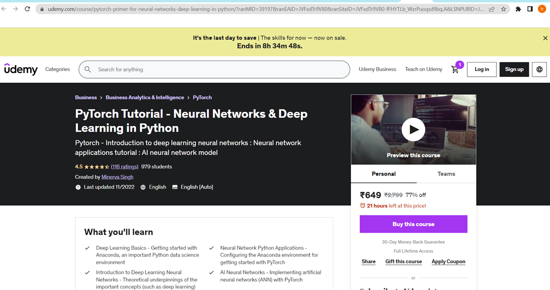 PyTorch Tutorial - Neural Networks & Deep Learning in Python