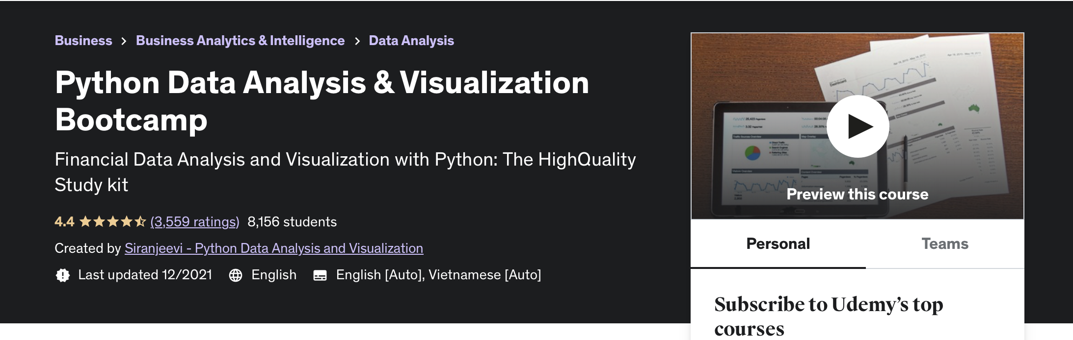 Python Data Analysis and Visualization Bootcamp