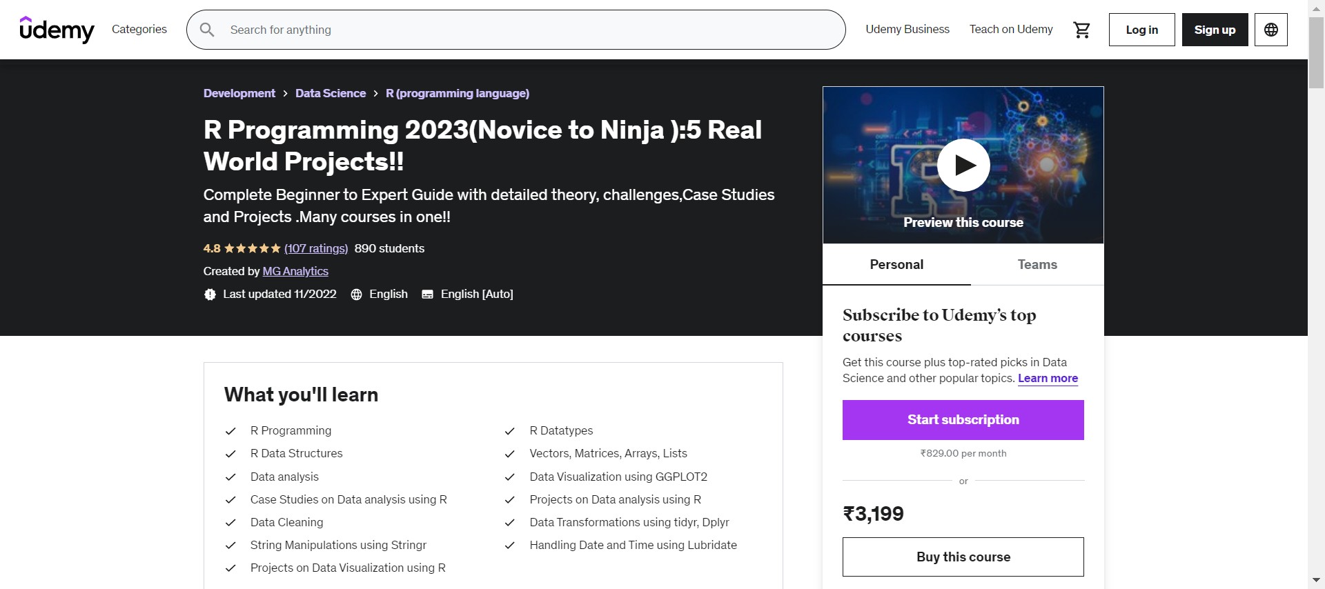 R Programming 2023(Novice to Ninja) 5 Real World Projects