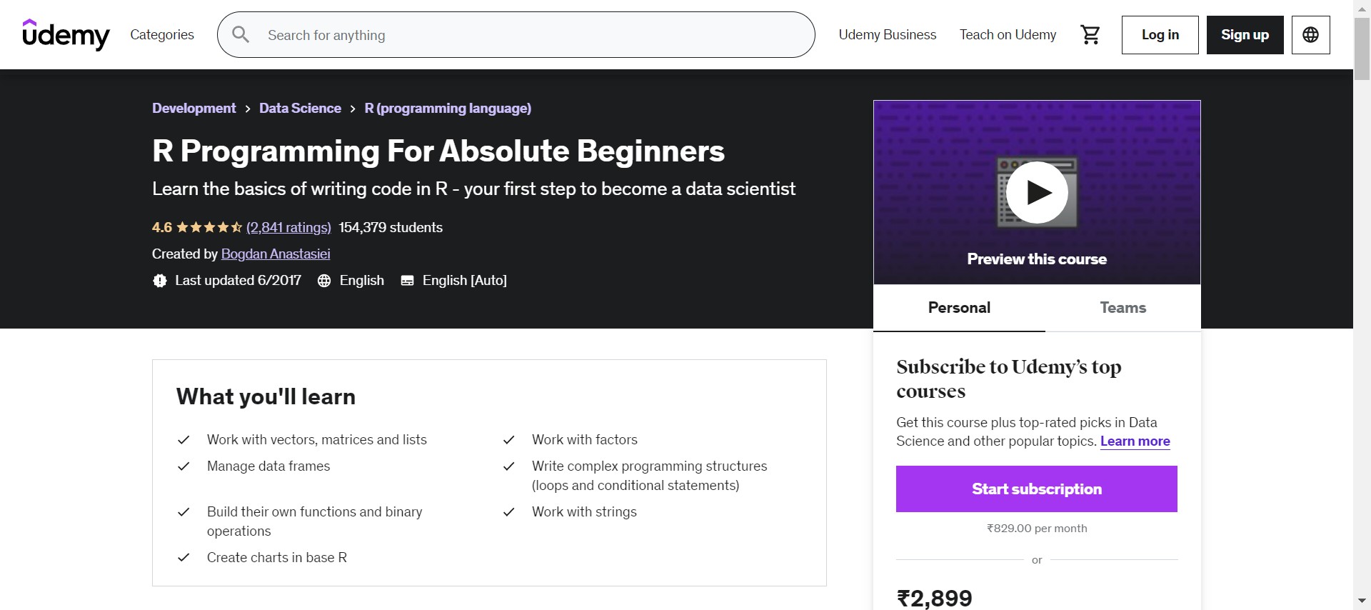 R Programming for Absolute Beginners