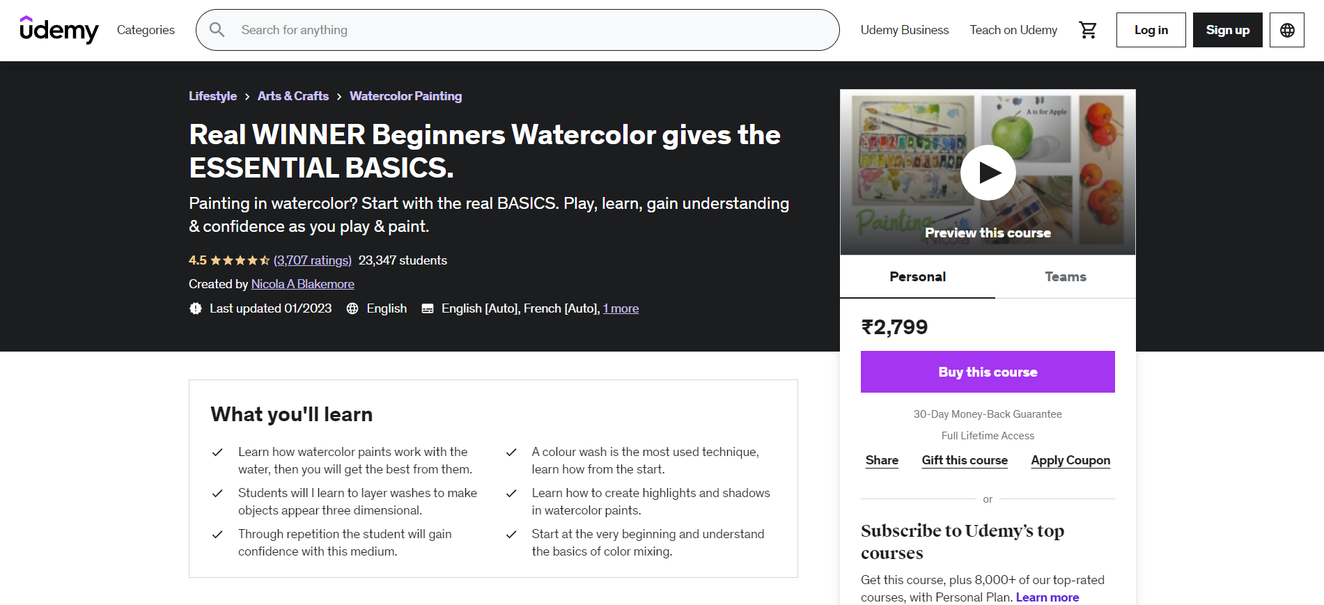 Watercolor for Beginners [Course Preview] 