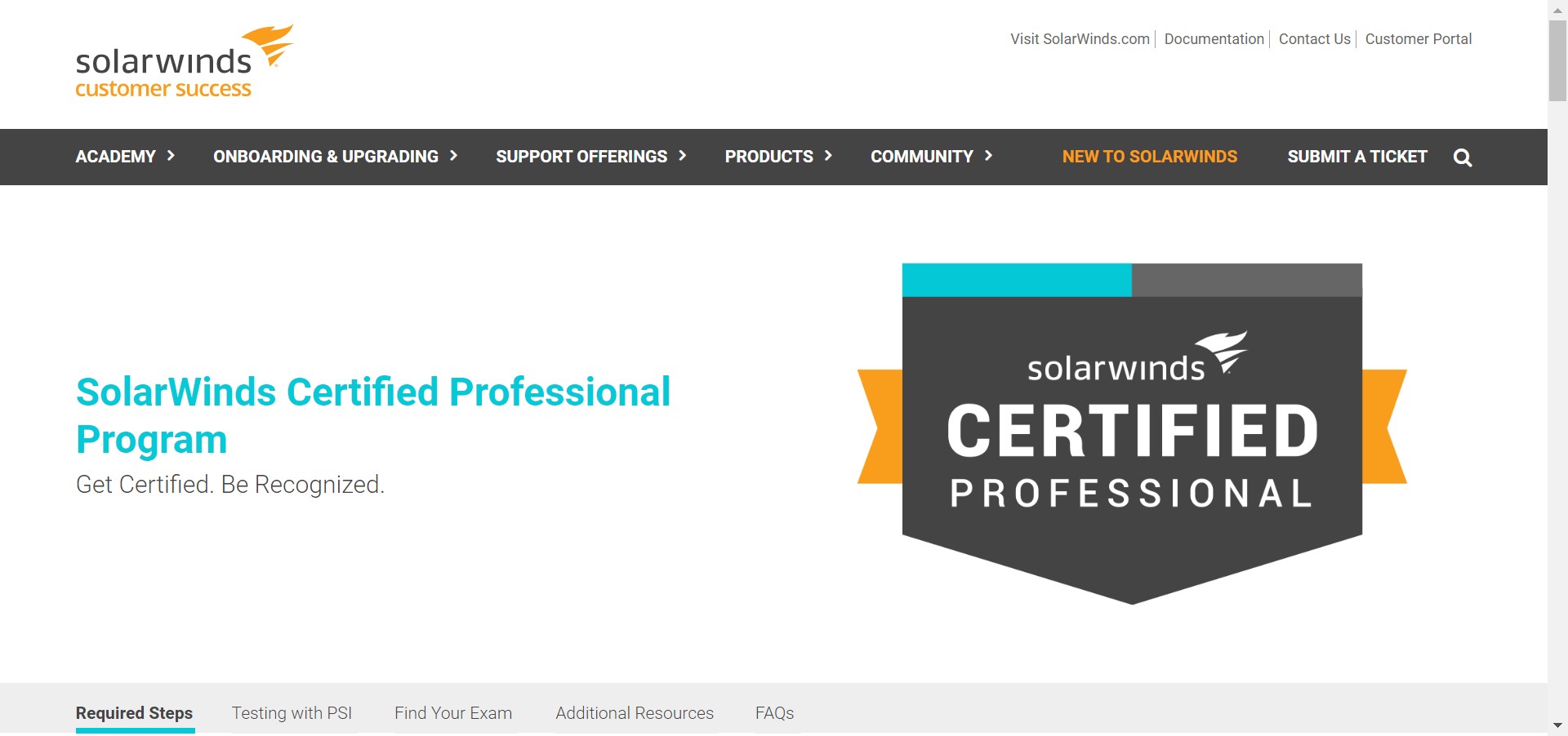 Solarwinds Certifications