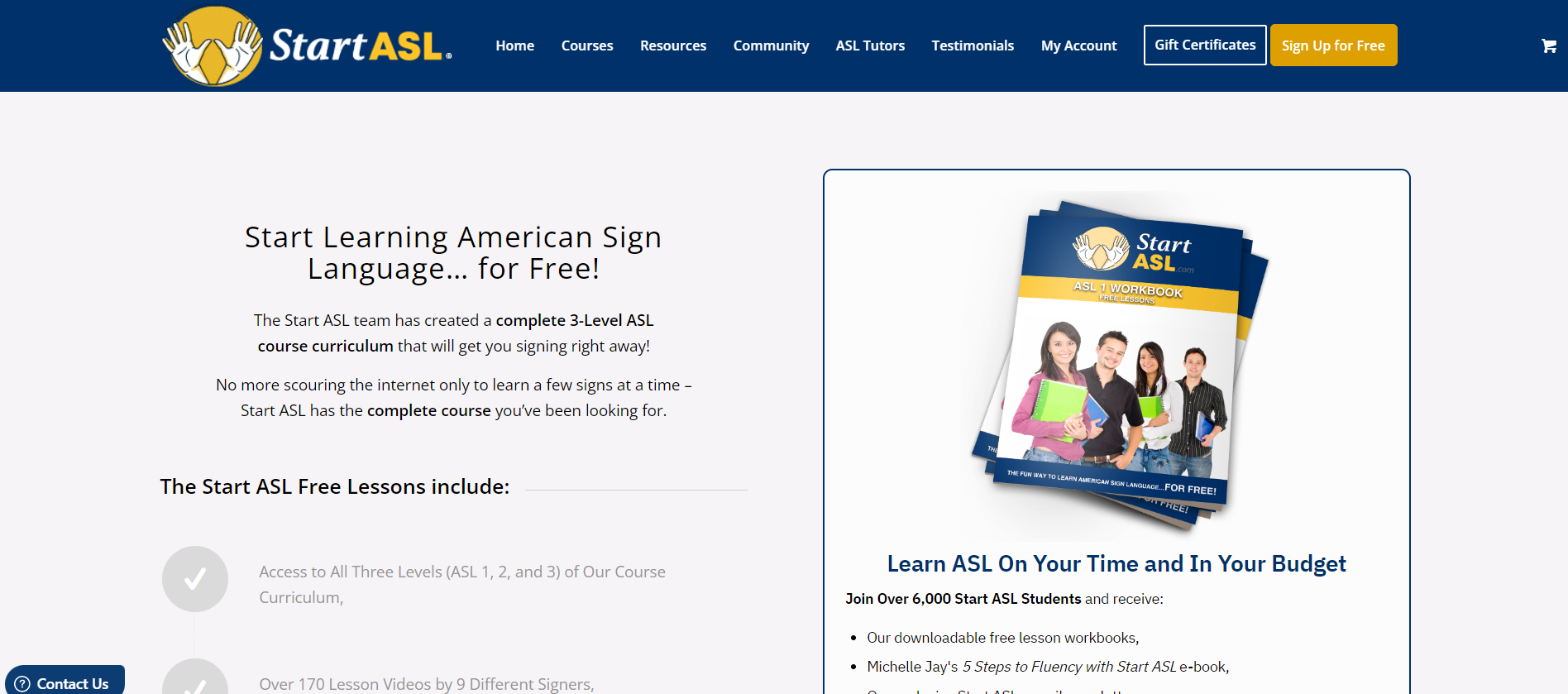 Start ASL Free Lessons