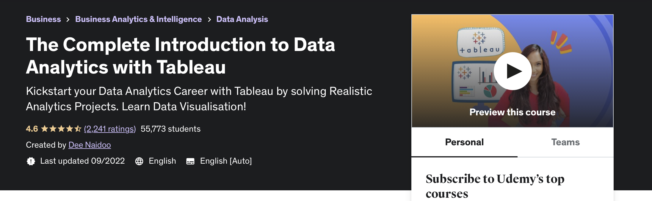 The Complete Introduction to Data Analytics with Tableau
